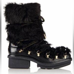 3.1 PHILLIP LIM Mallory Shearling Leather Boots Heeled Platform Winter Black 36